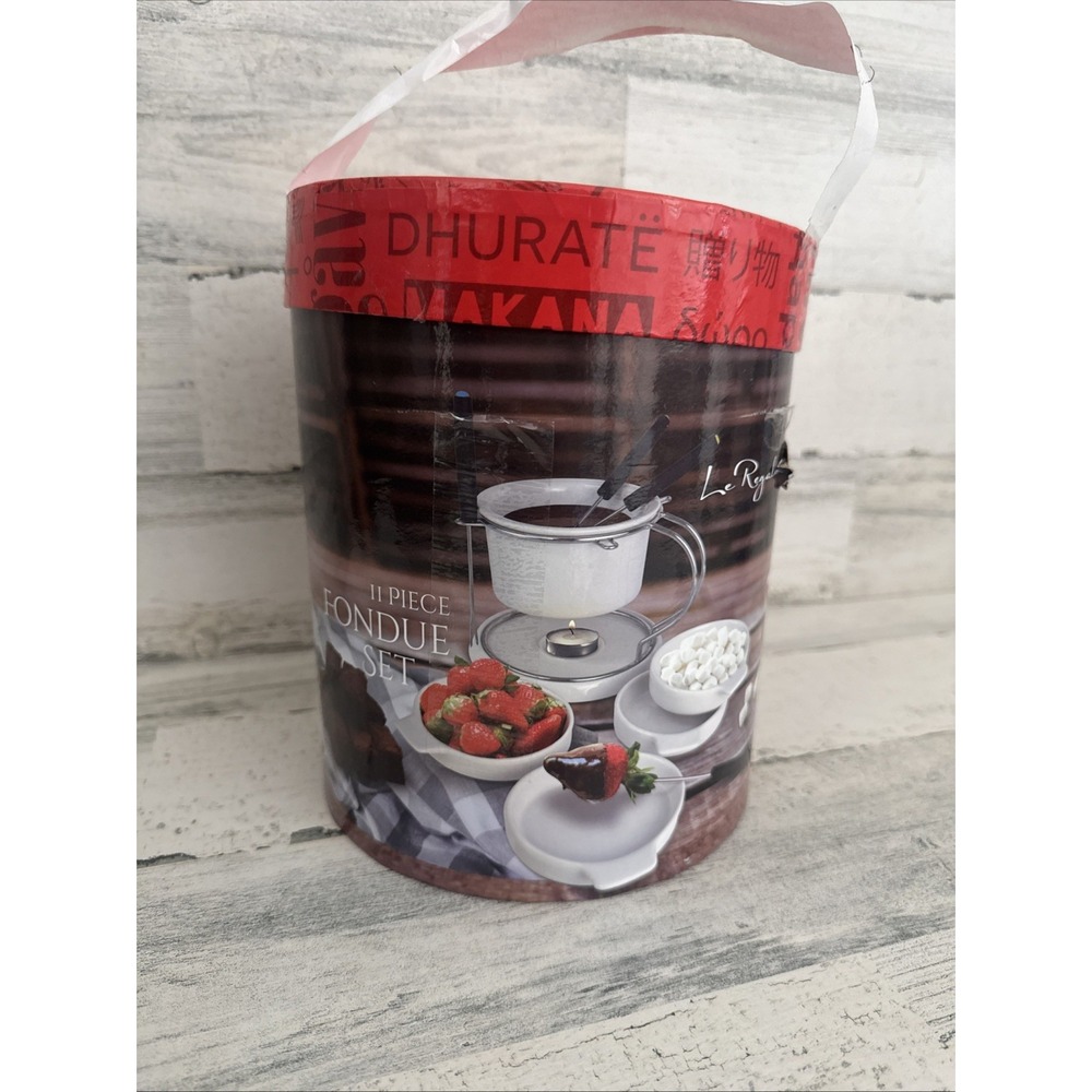 LE REGALO CERAMIC 11PC FONDUE SET NEW IN BOX #HW1221‎